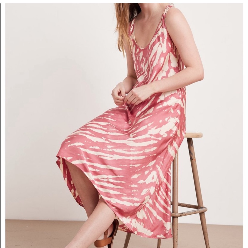 Like New Velvet Graham & Spencer Billy Tie Dye Satin Midi Slip Dress Rose Pink